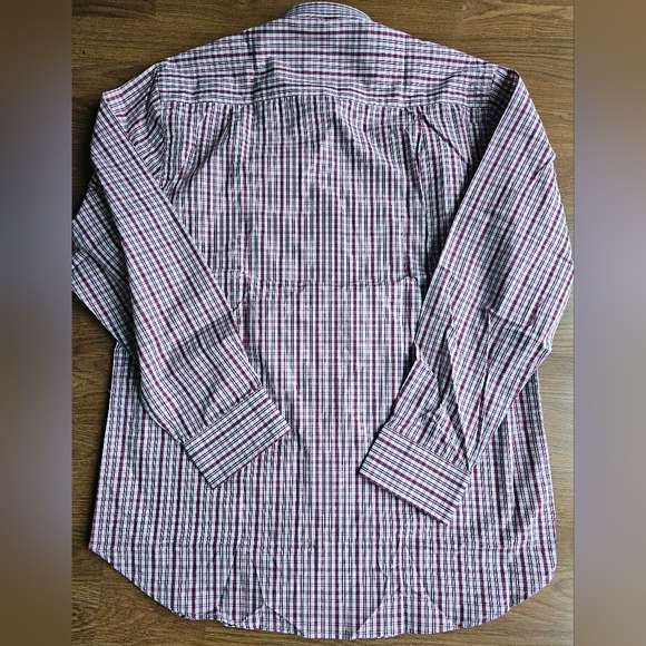 Samuel Windsor Red White Plaid Long Sleeve Mens Medium Button Down Dress Shirt - Picture 4 of 14